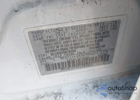 2017 Nissan Sentra Sv из США, поврежденный, VIN 3N1AB7AP9HY382844